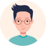 Illustration of a young man with glasses and dark hair wearing a teal shirt.