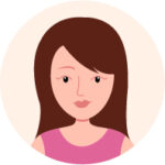 Illustration of a woman with brown hair wearing a pink top.