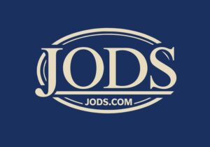 Logo of JODS featuring a sleek, stylized design with an arc above the text.